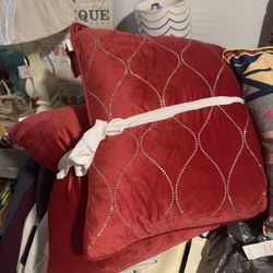 Beautiful Set Of 2 Red Velvet Bebe Brand Pillows 