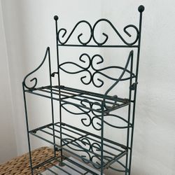 Vintage French Metal Wall Shelf Folding Kitchen Spice Shelf Knick Knack Display Iron Miniature SMALL Collectible Display Collectible 3 Tier 