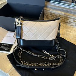 Chanel small beige and black gabrielle bag