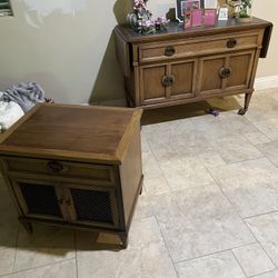 Antique buffet Table and Matching Stand