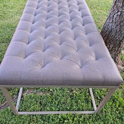 MODERN GRAY TUFTED BENCH/COFFEE TABLE