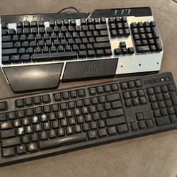 2 keyboards Razer Ornata Gaming Keyboard and Asus 2  mouses and 3 mouse pads 