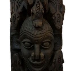 Vintage Large African Carved Wood Bamum Mask from Cameroon 34“ X 13“