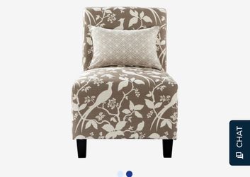 Armless Accent Chair with Bird Floral Print with Ottoman Storage