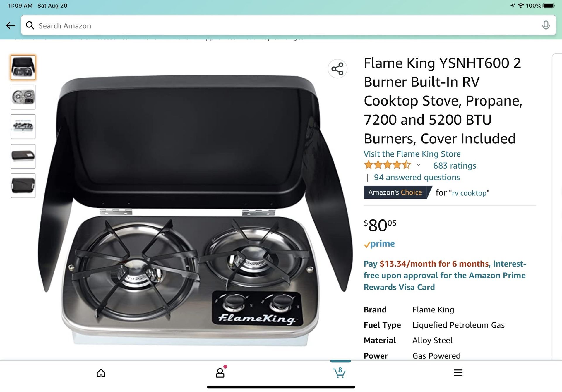 Flame King Campervan RV Build Propane Stove