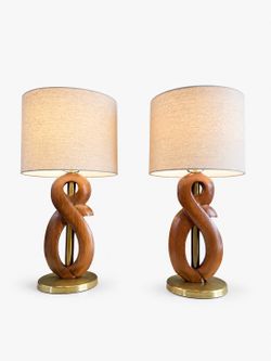 Pair of Mid-Century Modern Sculpted Walnut & Brass Table Lamps by Yasha Heifetz, c.1960’s
- Delivery Available