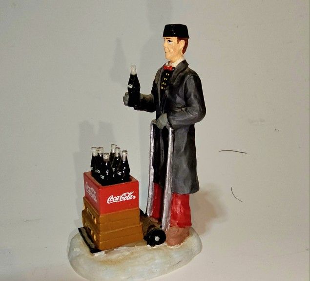 Vtg Coca Cola 2002 Town Square Delivery Man Christmas Village Fig Retired 3.25in