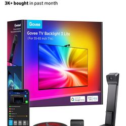 Govee TV Backlight 3 Lite with Fish-Eye Correction Function Sync to 55-65 Inch TVs, 11.8ft RGBICW Wi-Fi LED Strip Lights with Camera, 4 Colors in 1 La