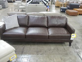 Rutherford Home Dark Brown Leather Track-Arm Sofa