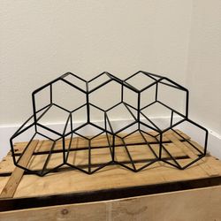 9 Bottle Countertop Wine Rack, Modern Black Metal