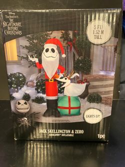 NEW Disney The Nightmare Before Christmas Jack Skellington & Zero Inflatable Blow Up 5 Feet Tall