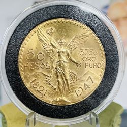 1947 Gold 50 Pesos Centenario Coin Moneda de Oro Mexico Cash Only 