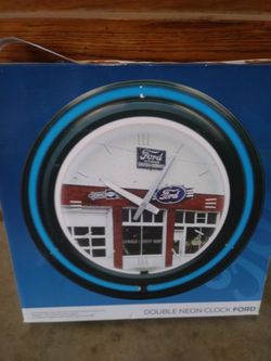 Ford Neon Clock Sealed New
