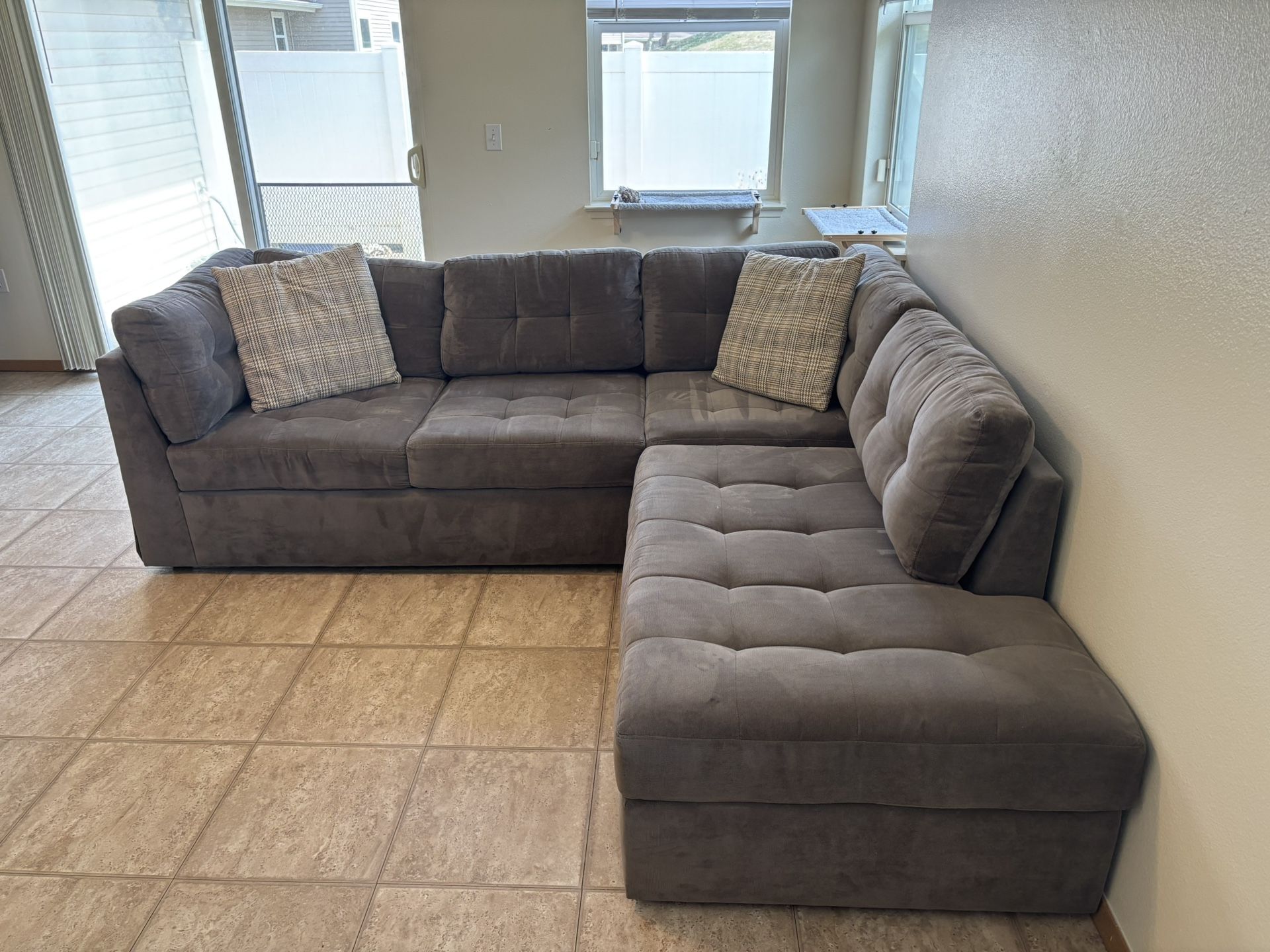 Living Spaces Charcoal Sectional Couch