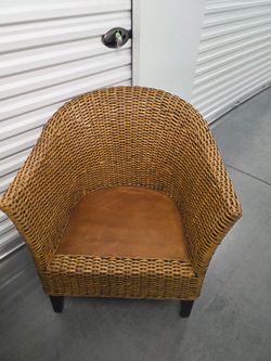 Boho Woven Wicker Furniture Set - Loveseat & Barrel Accent Chair (Very Good Condition)