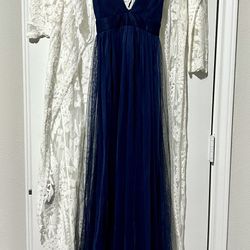 Navy Tulle Evening Dress/ Prom Dress 