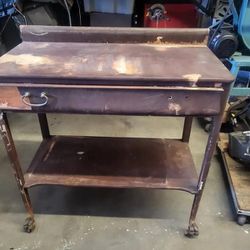 Classic Vintage Antique Wooden Desk Work Station Bench Tool Tools Wood