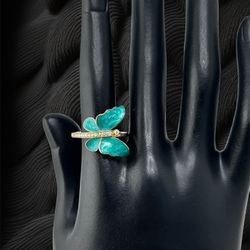 14k Yellow Gold Butterfly Diamond Ring 💍 