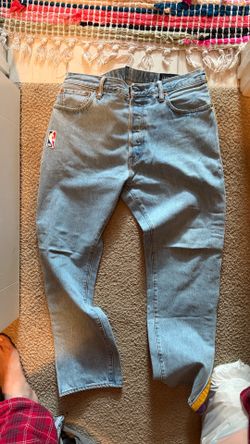 Levi's x Just Don Light Blue NBA Striped Logo Straight Denim Men's Jeans