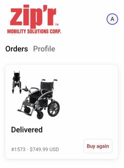 Electric Wheelchair- Zip'r Transport Lite Folding (NEW IN BOX)