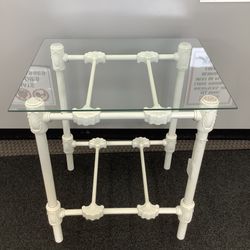 Vintage Seashell Metal Table with Glass Top