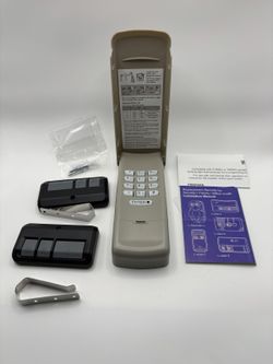 Garage Door Keypad Remote Set with Key Fobs and Installation Manual