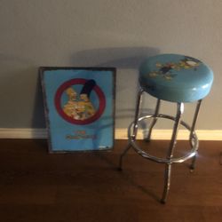 1 Up Arcade Simpsons Stool And Wall Sign 