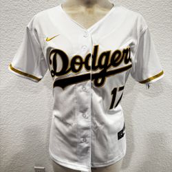 Women’s Dodgers Shohei Ohtani White  Gold  Stitch  Jersey 
