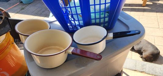 Vintage  enamel ware pot set