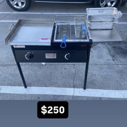 New Taco Carts With Stainless Griddle 18x16 With 2 Warmers Ans Deep Fryer 