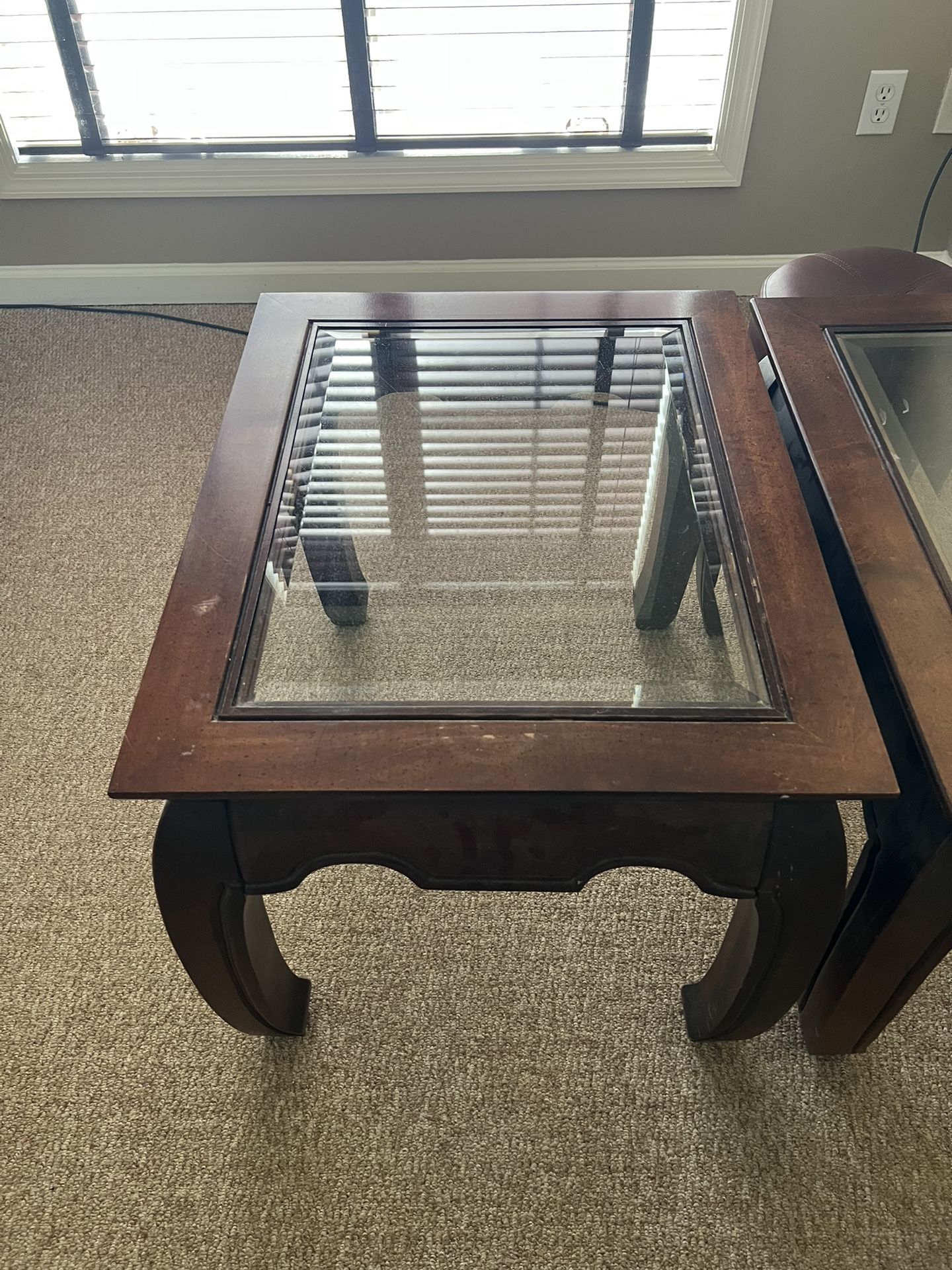 Excellent Wood & Glass End Tables