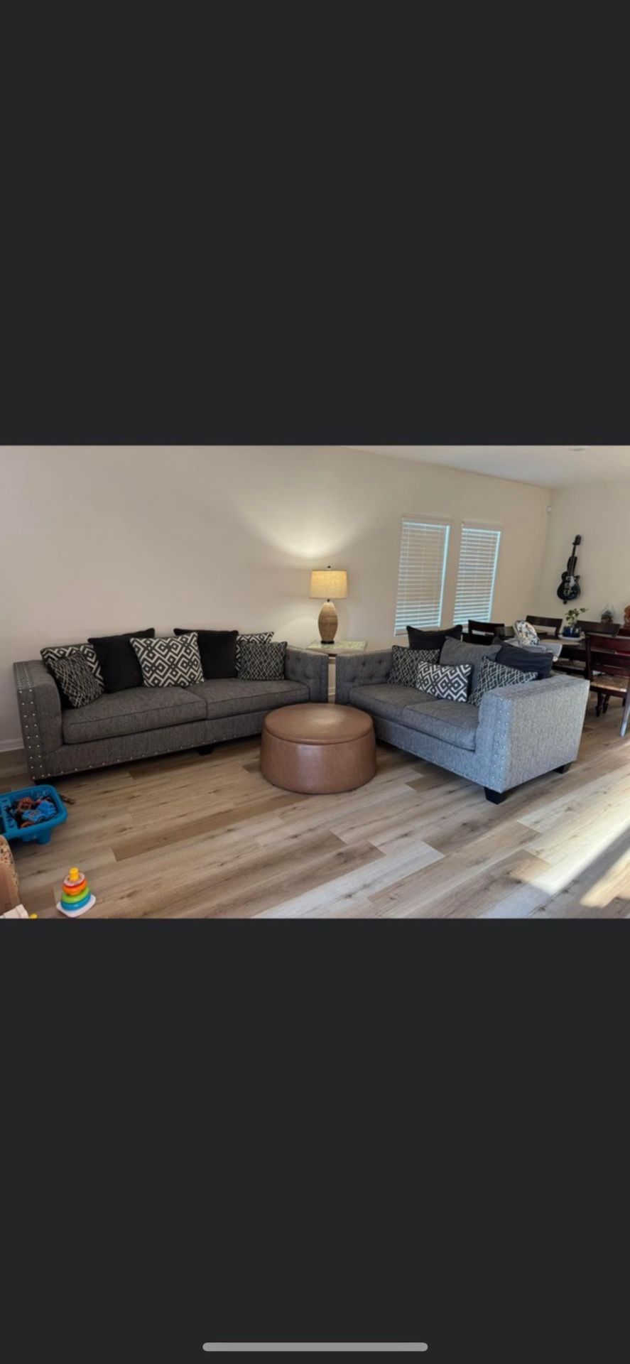 Cindy Crawford home Chelsea gray Love seat and couch