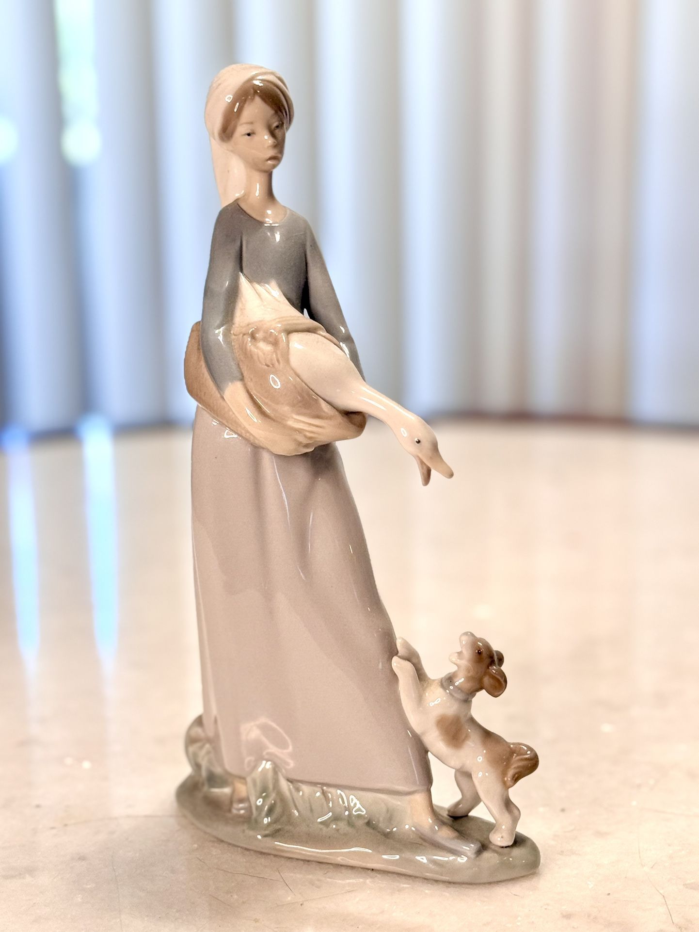 Lladro Girl With Goose And Dog Figurine - Vintage