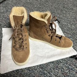 Ugg High Top Boot Lace Up Sneaker Size 8 Chestnut Excellent Condition 