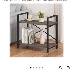  Small Bookshelf for Small Space, 2 Tier Shelf 