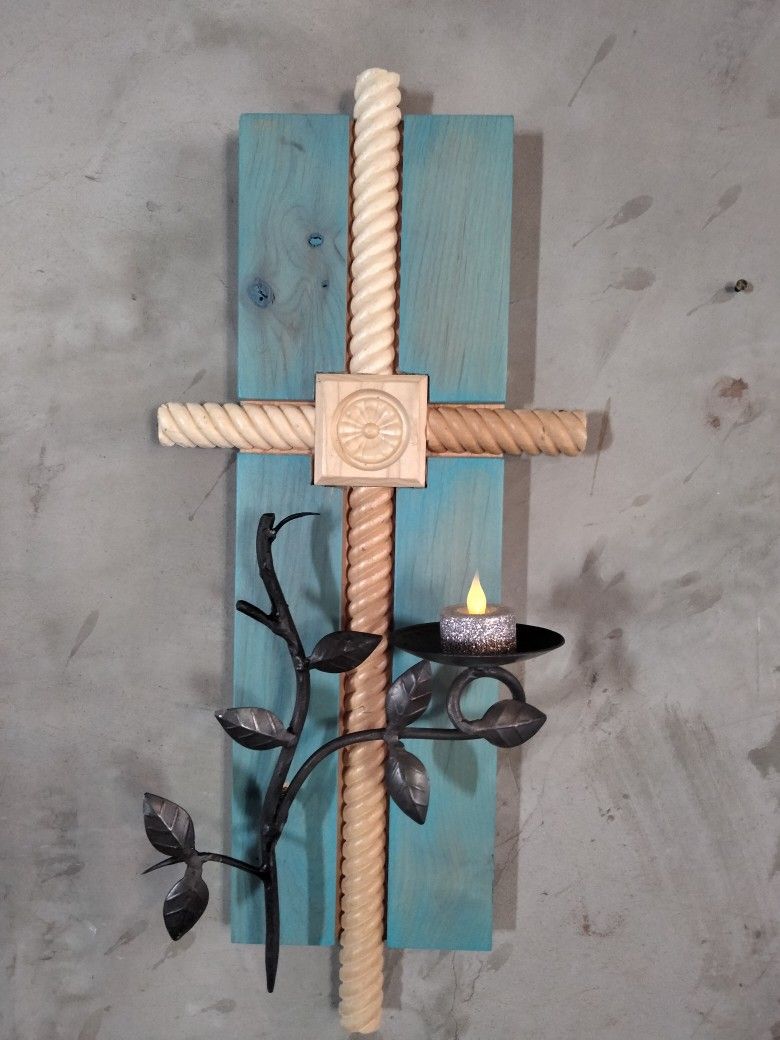 Decorative Wood And Metal Cross
