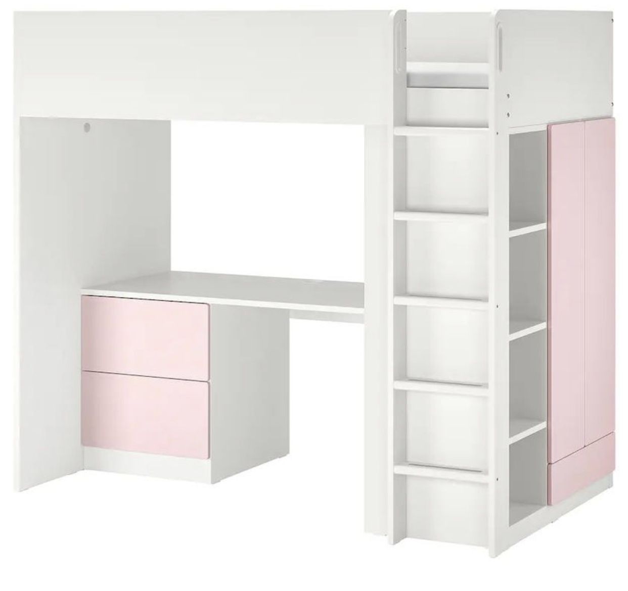 IKEA SMASTAD TWIN SIZE LOFT BED W/ MATTRESS, DESK, CLOSET & CHAIR