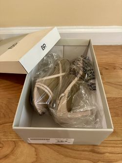 BP Billy Strappy Sandal Faux Leather Nude Spring Women Heels Size 8.5