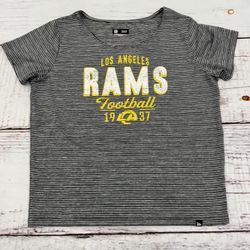 NFL team apparel womens Los Angeles Rams football top stripe tee sz Large Shirt