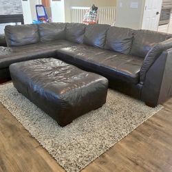 Black Leather Couch No Rips Or Stains 