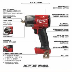 M18 FUEL Gen-2 18V Lithium-Ion Brushless Cordless Mid Torque 1/2 in. Impact Wrench w/Friction Ring (Tool-Only)