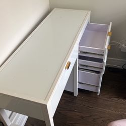 White Desk With Glass Top