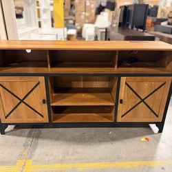 Farmhouse TV Stand 65 Inch for Living Room Bedroom, 33" Tall Entertainment Center with Storage Cabinets $99