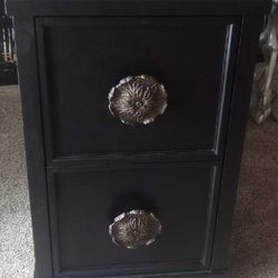 Filing Cabinet Solid Wood Black Two Drawers
