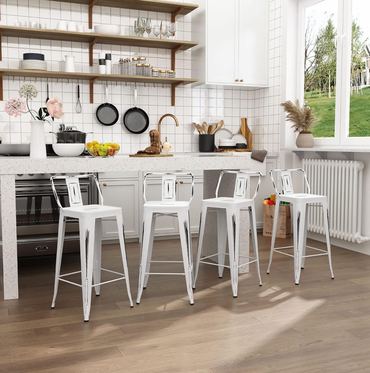 Distressed Bar Stools Set of 4