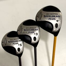 Callaway Big Bertha Steelhead+ 9° Driver, 3 Wood, 5 Fairway Wood Graphite RH (3)