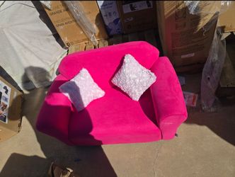 Plush Keet Childrens Sofa Hot Pink, with Pink accent pillows $50