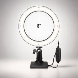 LED Ring Light 8” Selfie Light Clamp Streaming TikTok Video Zoom Light New  Description  itek LED ring light with clamp, 8 inch size. New open box, ne