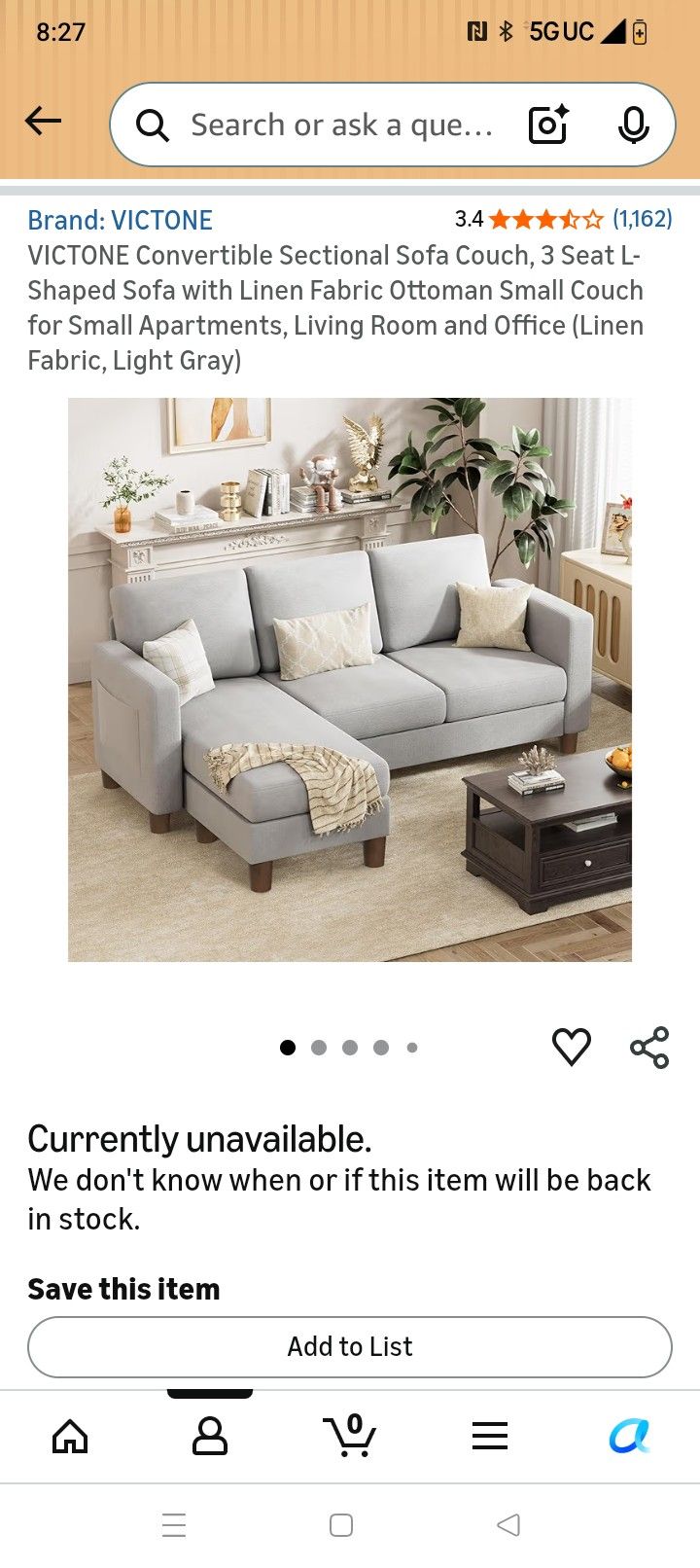 Light Gray Sectional Sofa with Ottoman — Garage Pickup, Priced to Sell