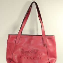 Coach C4063 MEDIUM Horse and Carriage Logo Pink Leather Tote Bag